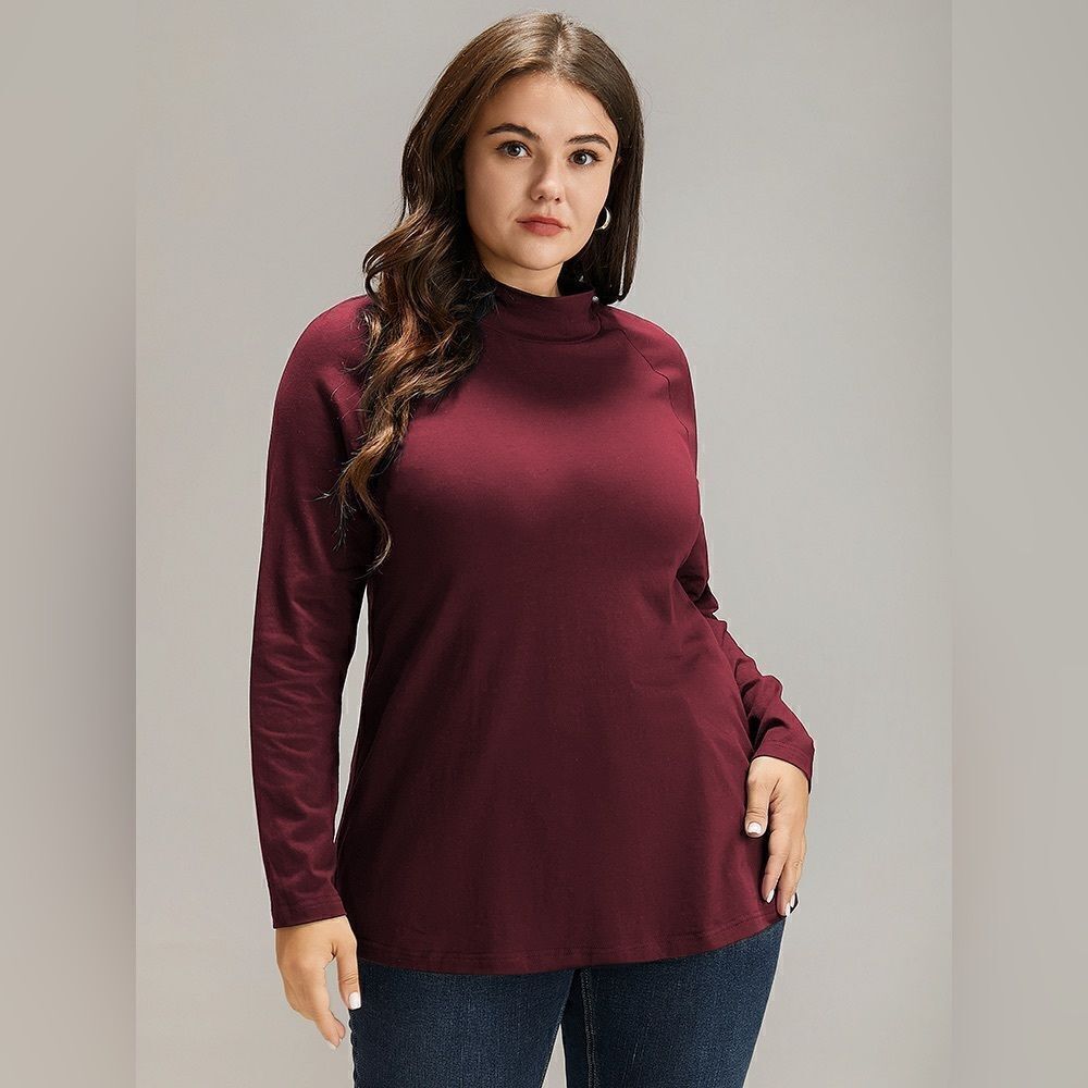 Bloomchic Turtlenck Long Sleeve Top Burgundy
